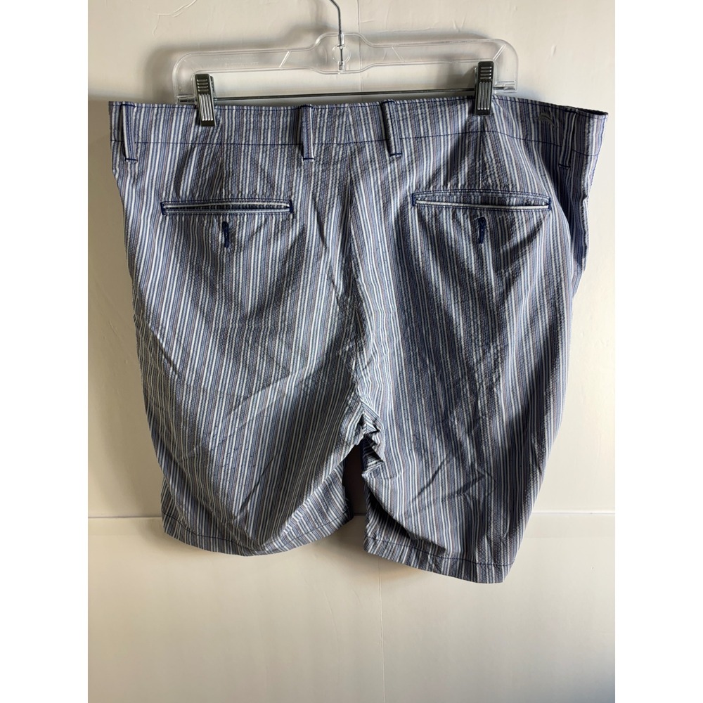 Tommy Bahama Boracay Mens 38 Striped Performance Shorts Blue White Stretch - Picture 1 of 5
